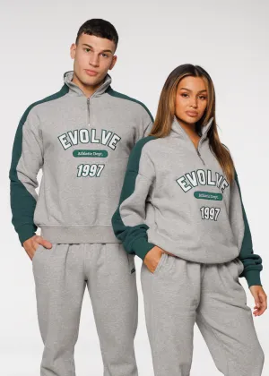 Iconic Retro ¼ Zip - Grey-Green