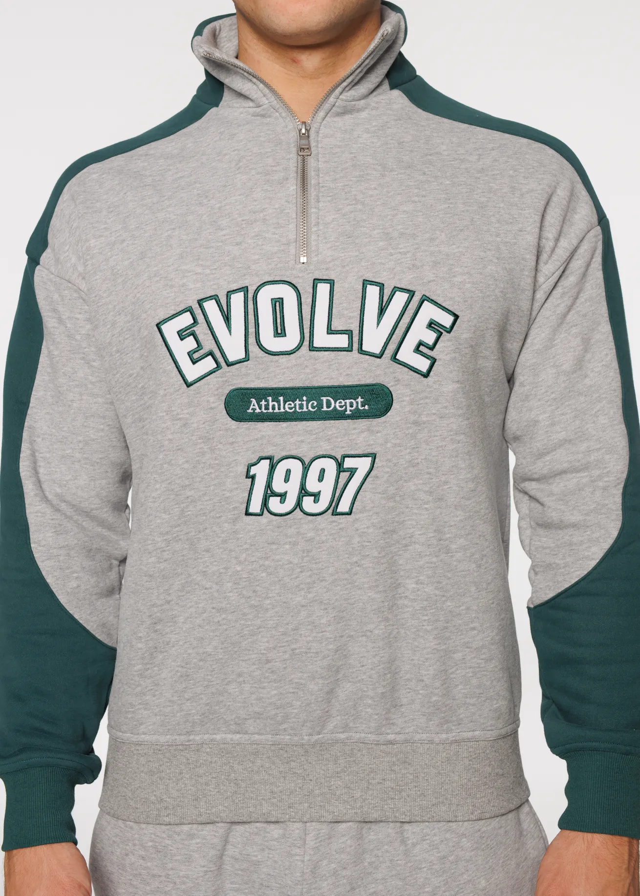 Iconic Retro ¼ Zip - Grey-Green