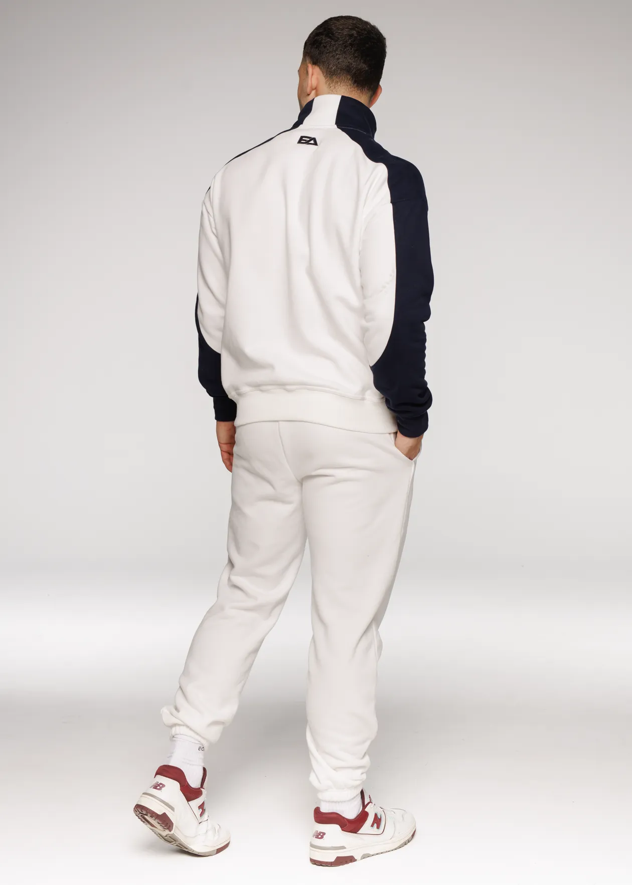 Iconic Retro ¼ Zip - White-Navy