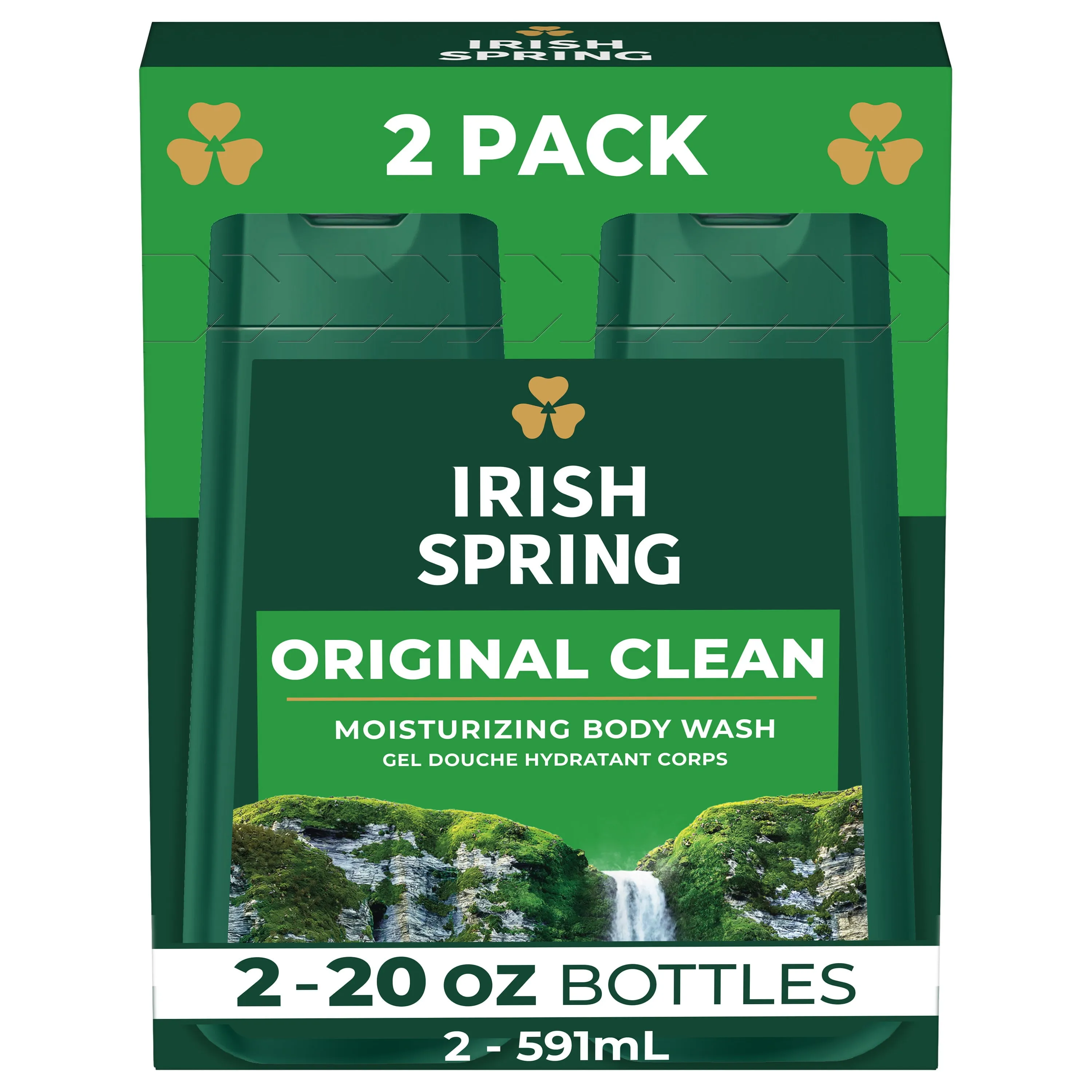 Irish Spring Body Wash for Men, Original Clean Body Wash, 20 Oz, 2 Pack