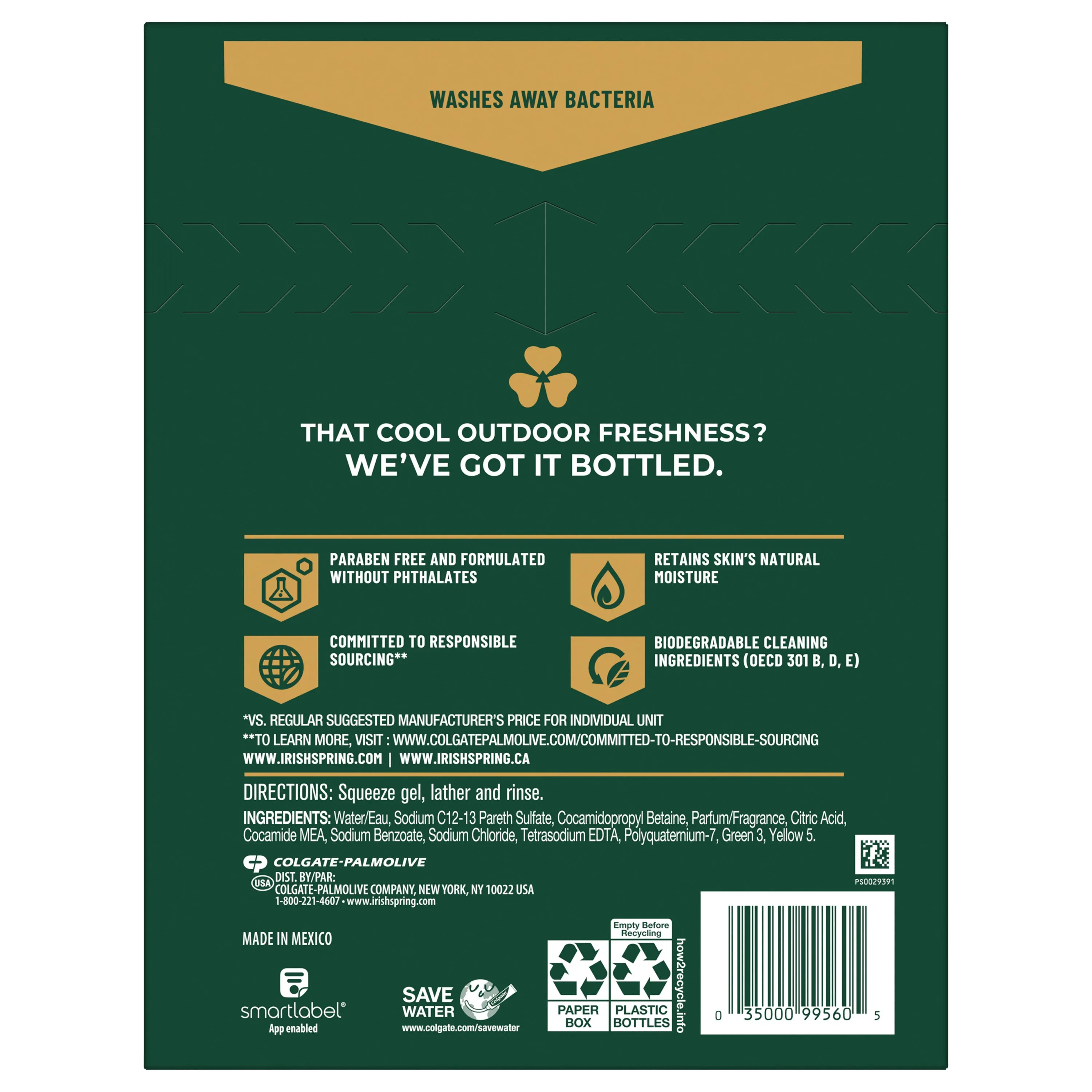 Irish Spring Body Wash for Men, Original Clean Body Wash, 20 Oz, 2 Pack