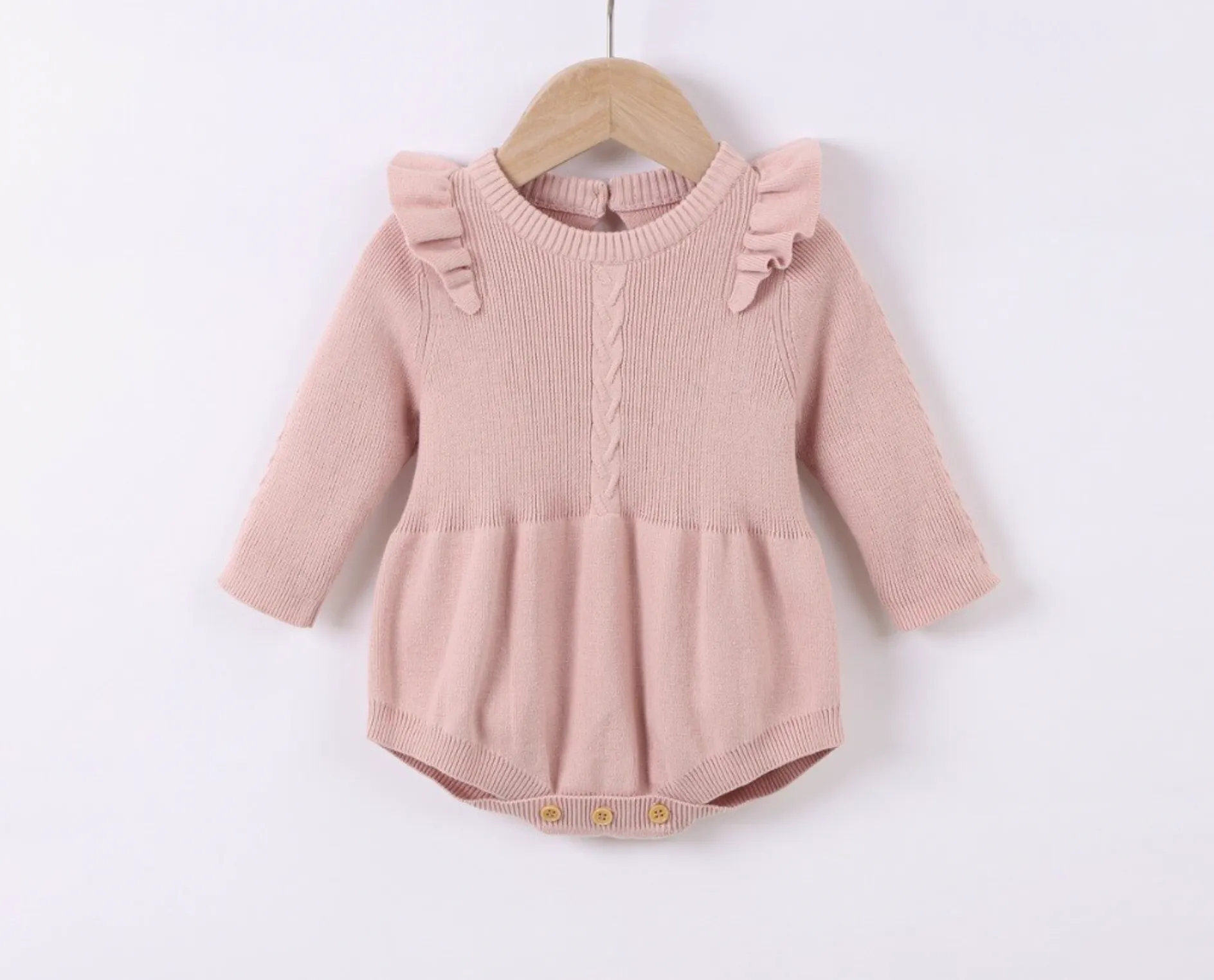 Isla Knitted Romper - Baby pink
