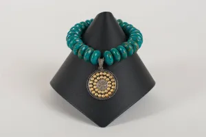 Jasper Rondelles with Vermeil and Pave Diamond Large Charm