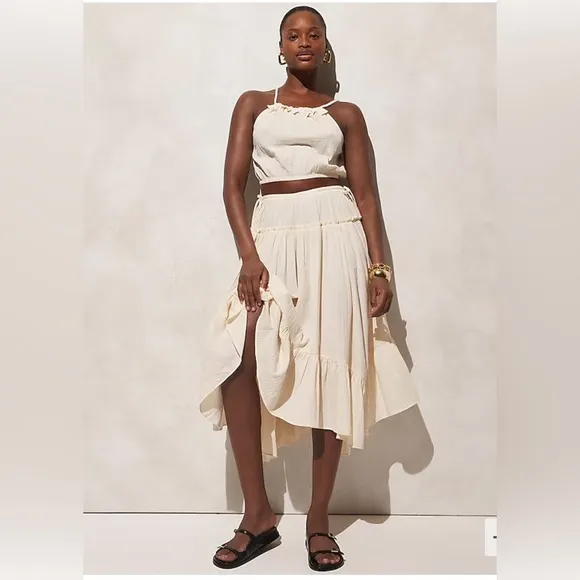 J.CREW Size S Warm Sesame Halter skirt in airy gauze