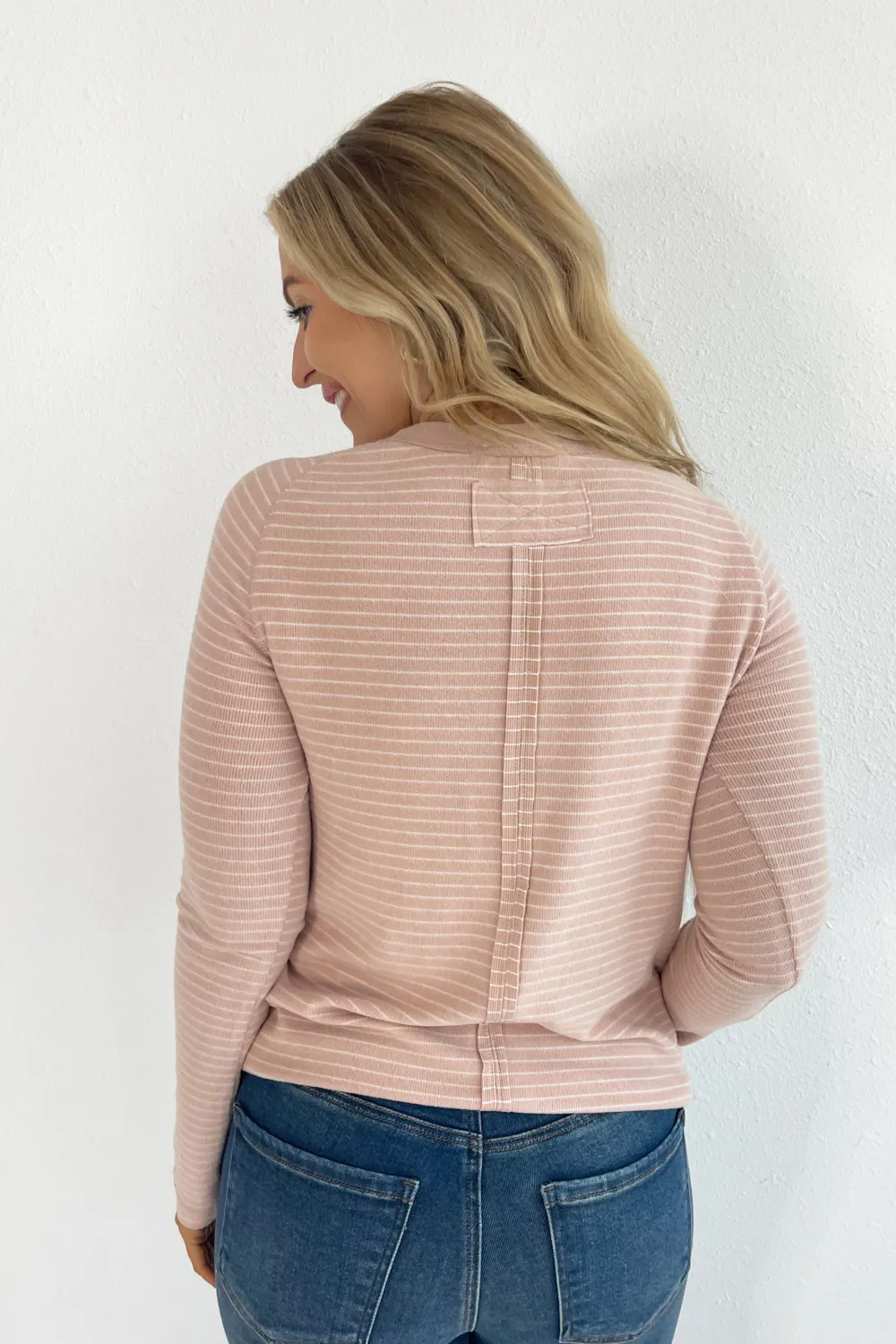 Jersey Rib Crew Neck Stripe Long Sleeve
