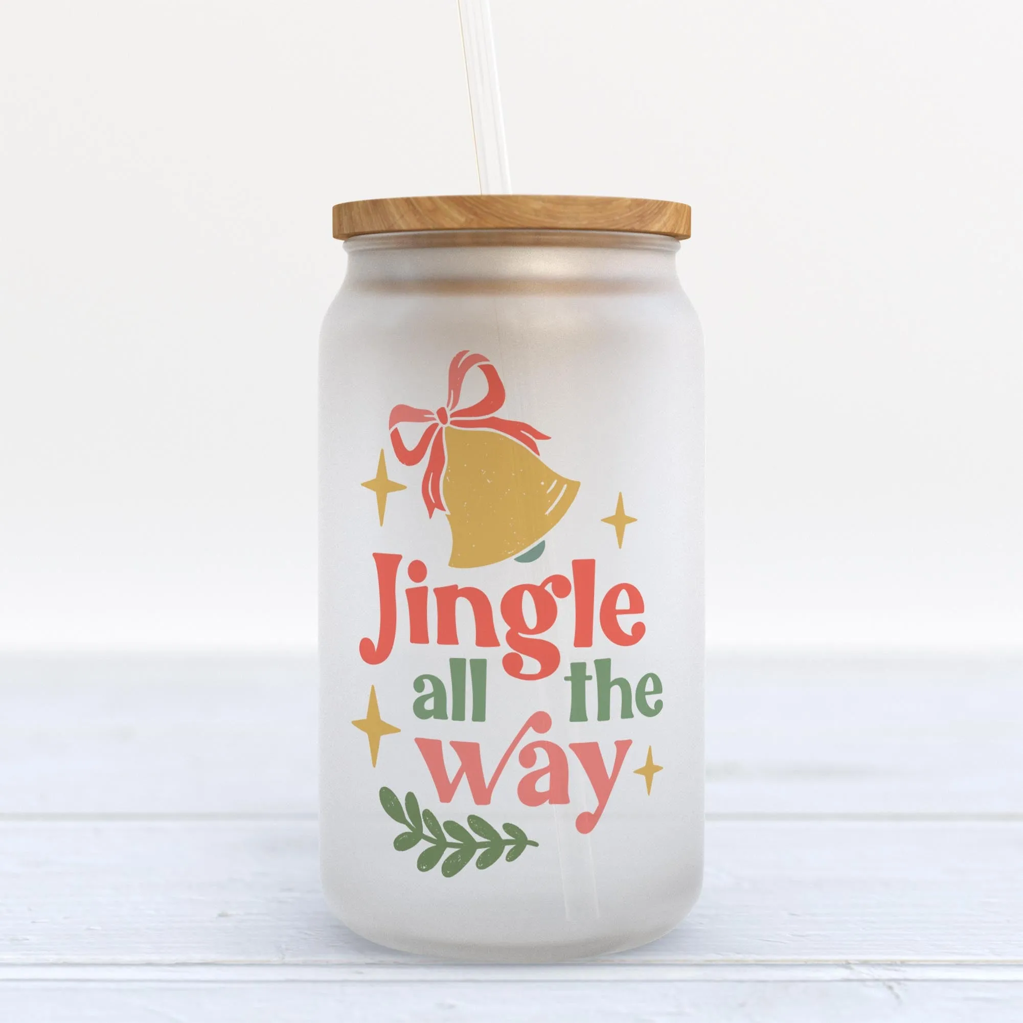 Jingle All the Way Christmas Retro Frosted Glass Can Tumbler