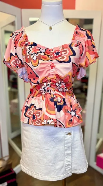 JoyJoy Peach Blossom Crop Top