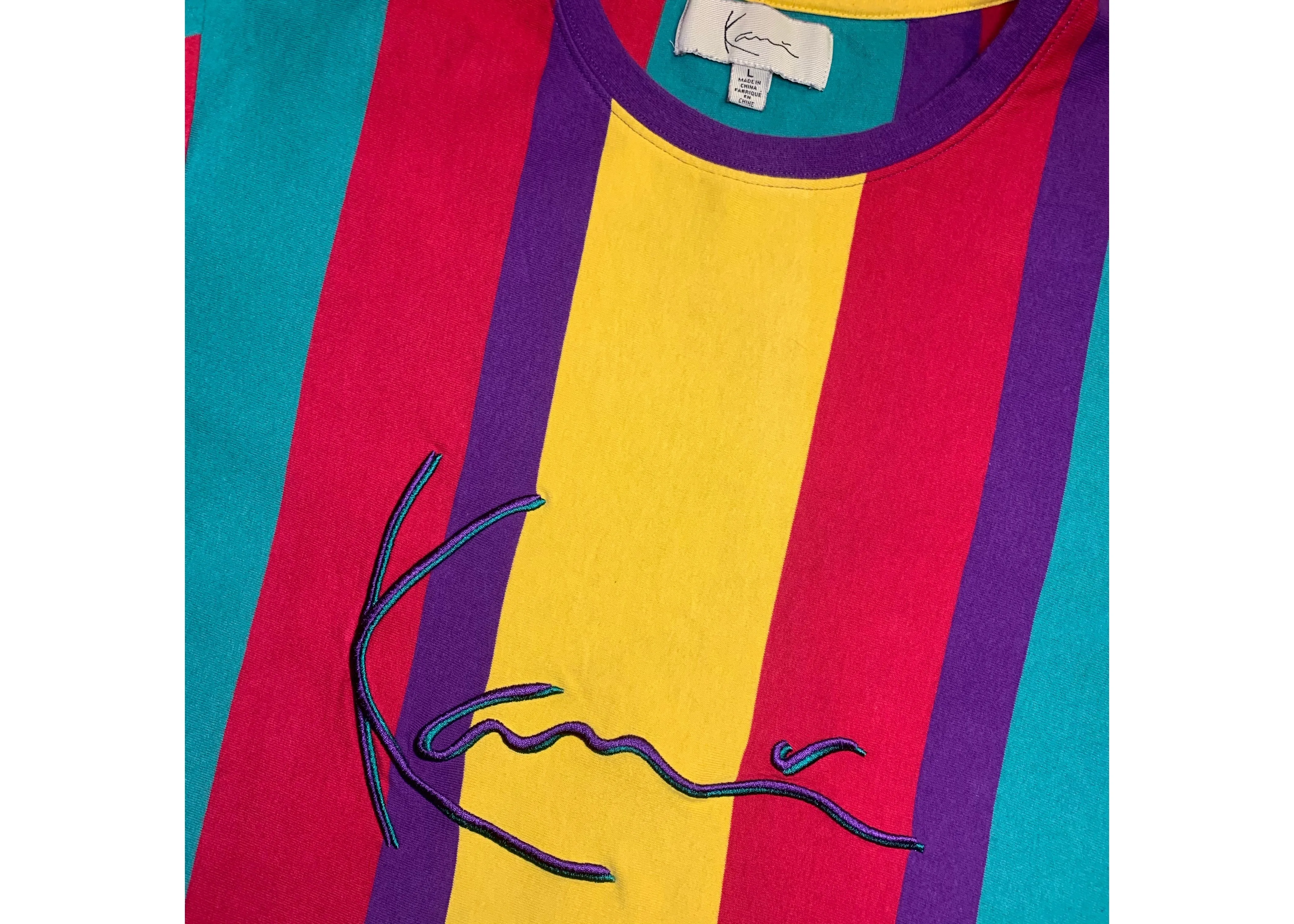 Karl Kani Vertical Stripe Script Tee “Multicolor”