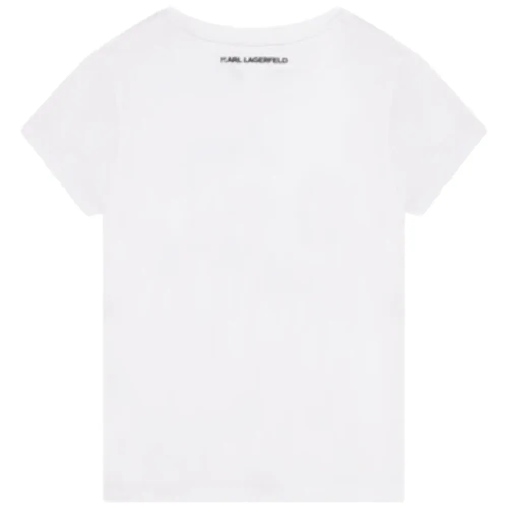 Karl Lagerfeld Girl's Short Sleeve Tee W/ Bedazzled Karl White Z15420-10P