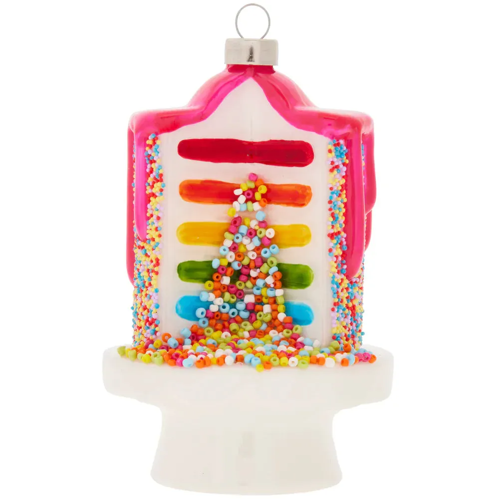kat   annie Confetti Cake Glass Christmas Ornament