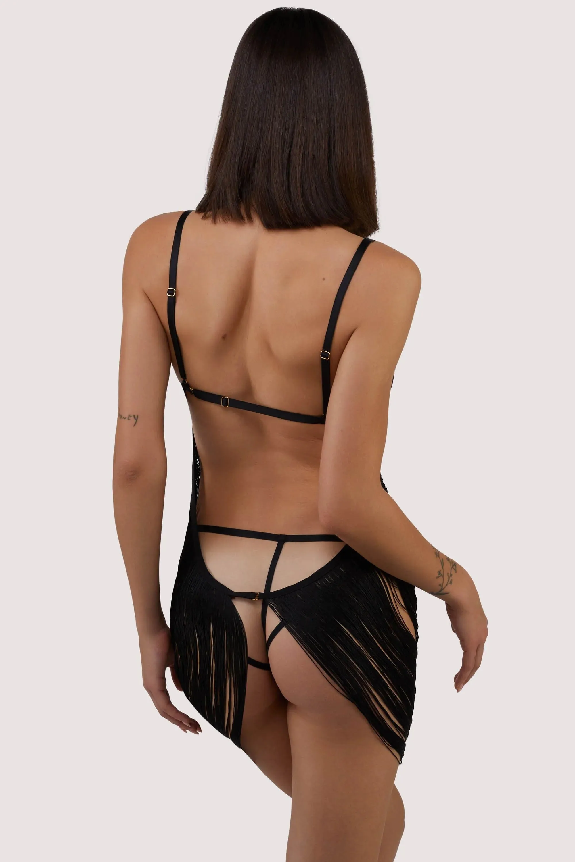 Kiera Fringe Dress In Black - Playful Promises