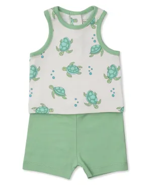 Kissy Kissy Playful Turtles Shorts Set - Green