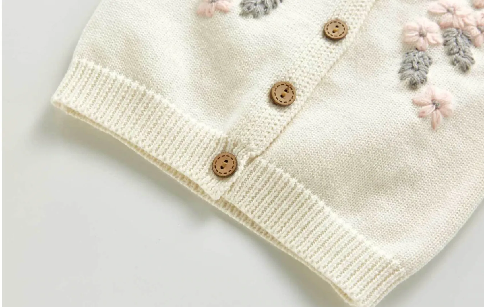Knitted Flower Cardigan Co-ord - Cream