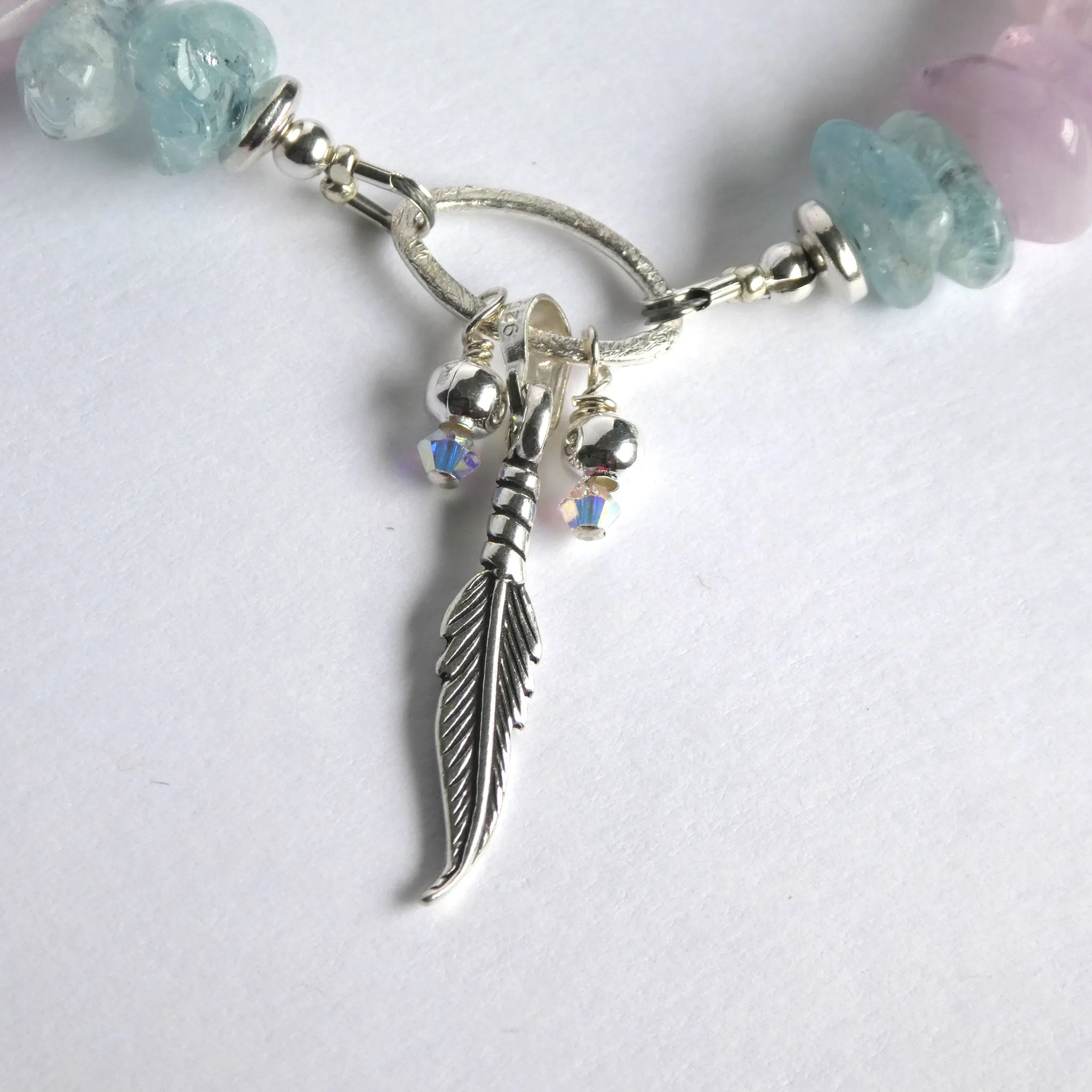 Kunzite and Aquamarine Beaded Bracelet
