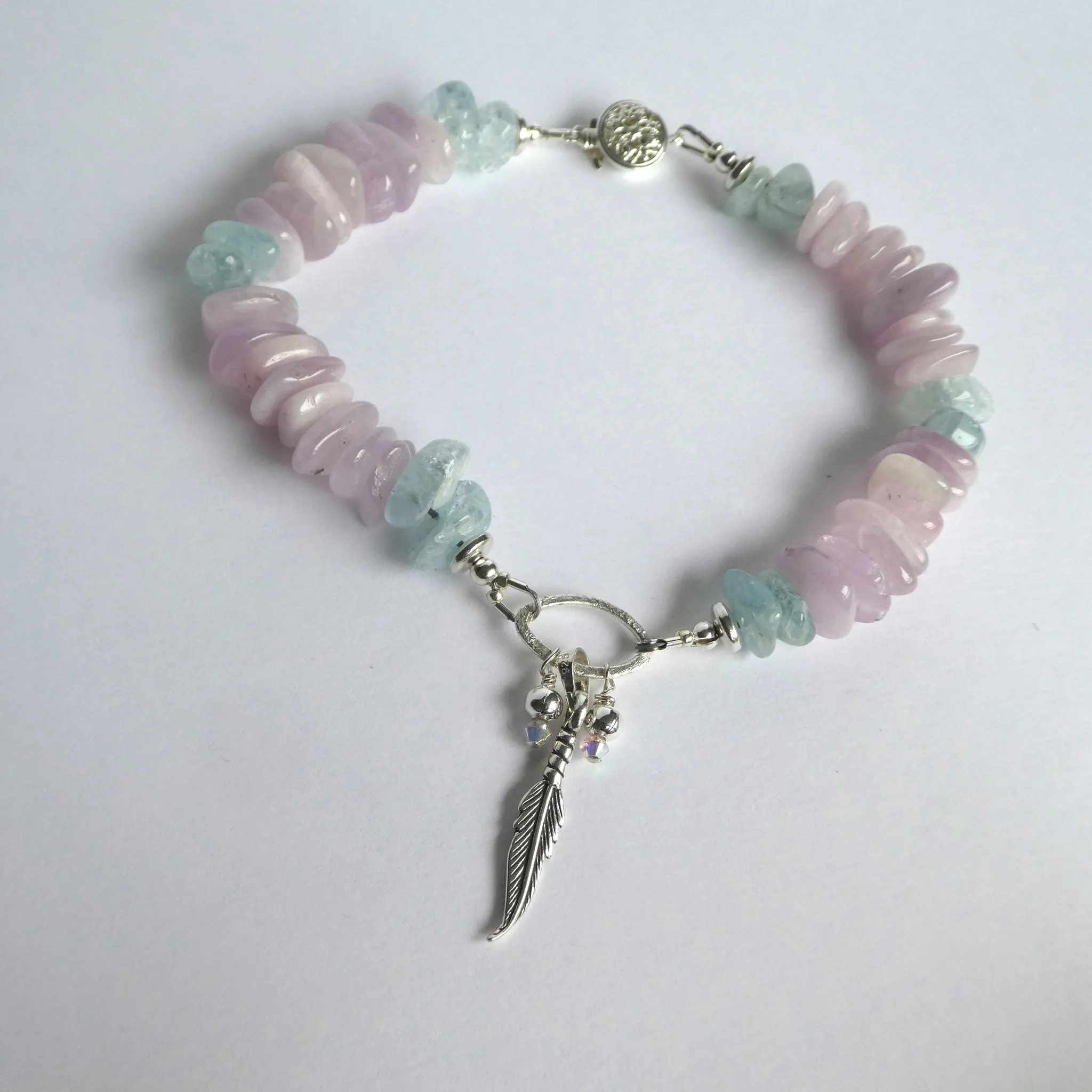 Kunzite and Aquamarine Beaded Bracelet