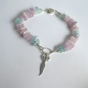 Kunzite and Aquamarine Beaded Bracelet