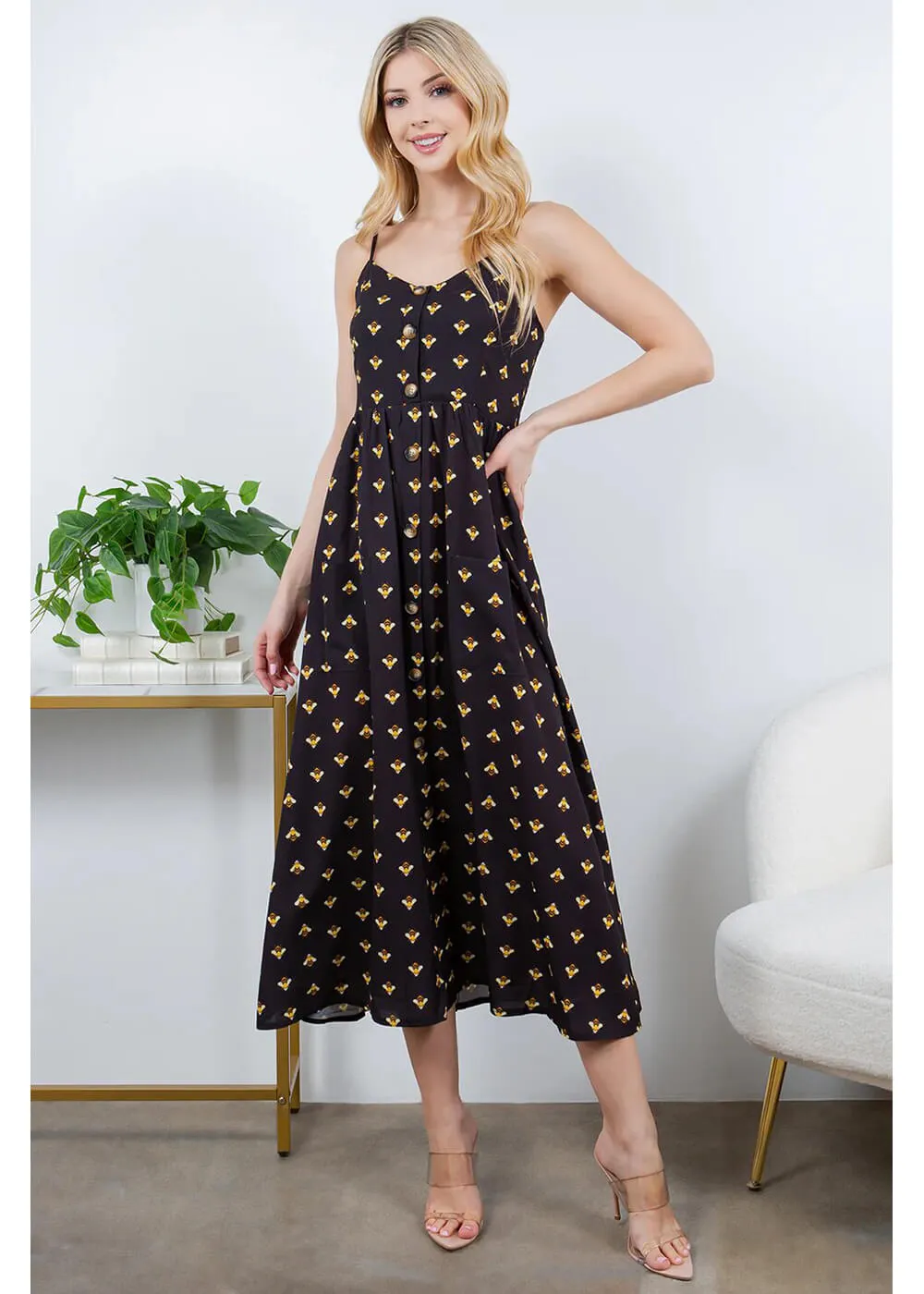 LA Soul Misty Busy Bee Maxi Dress Black