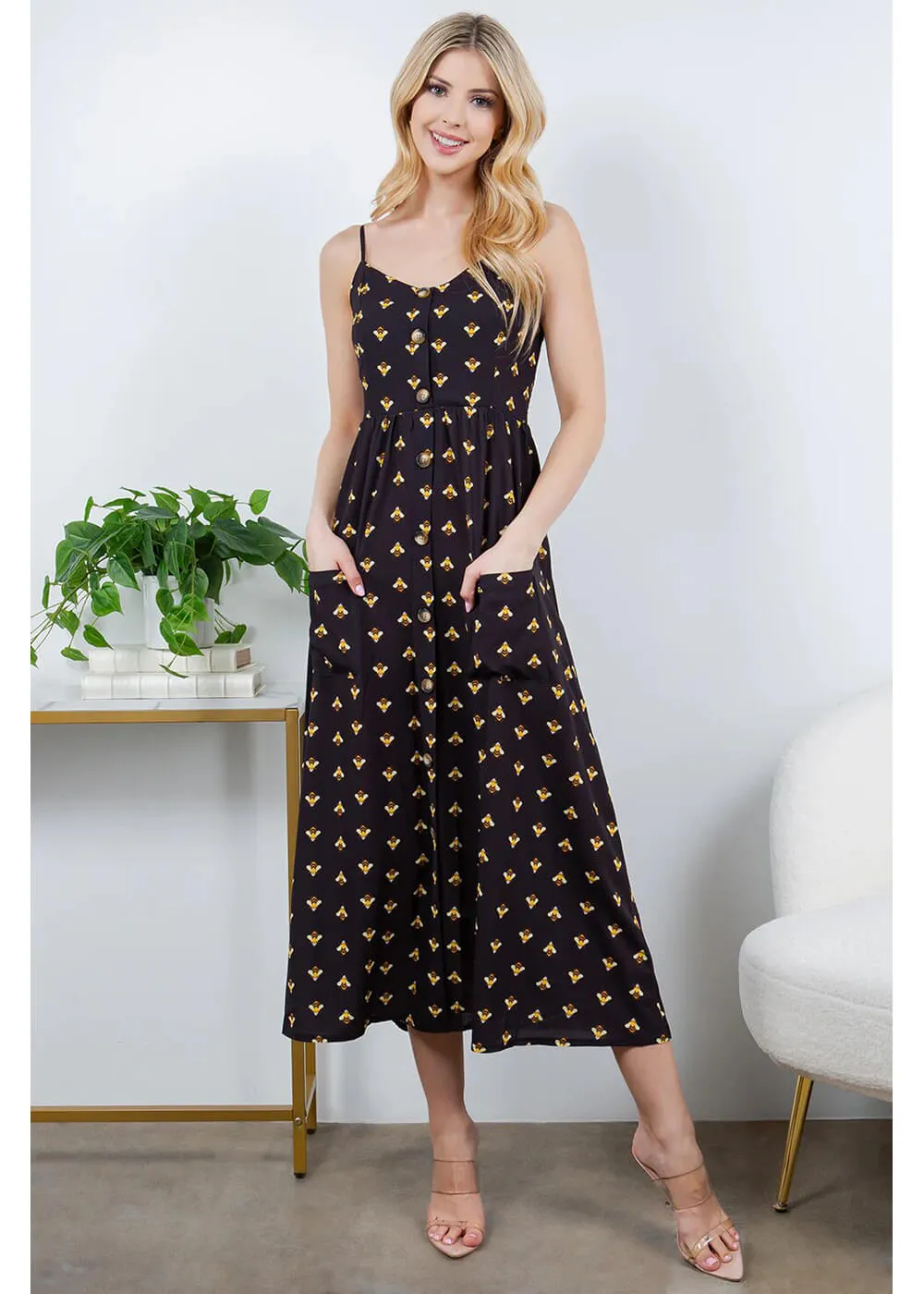 LA Soul Misty Busy Bee Maxi Dress Black