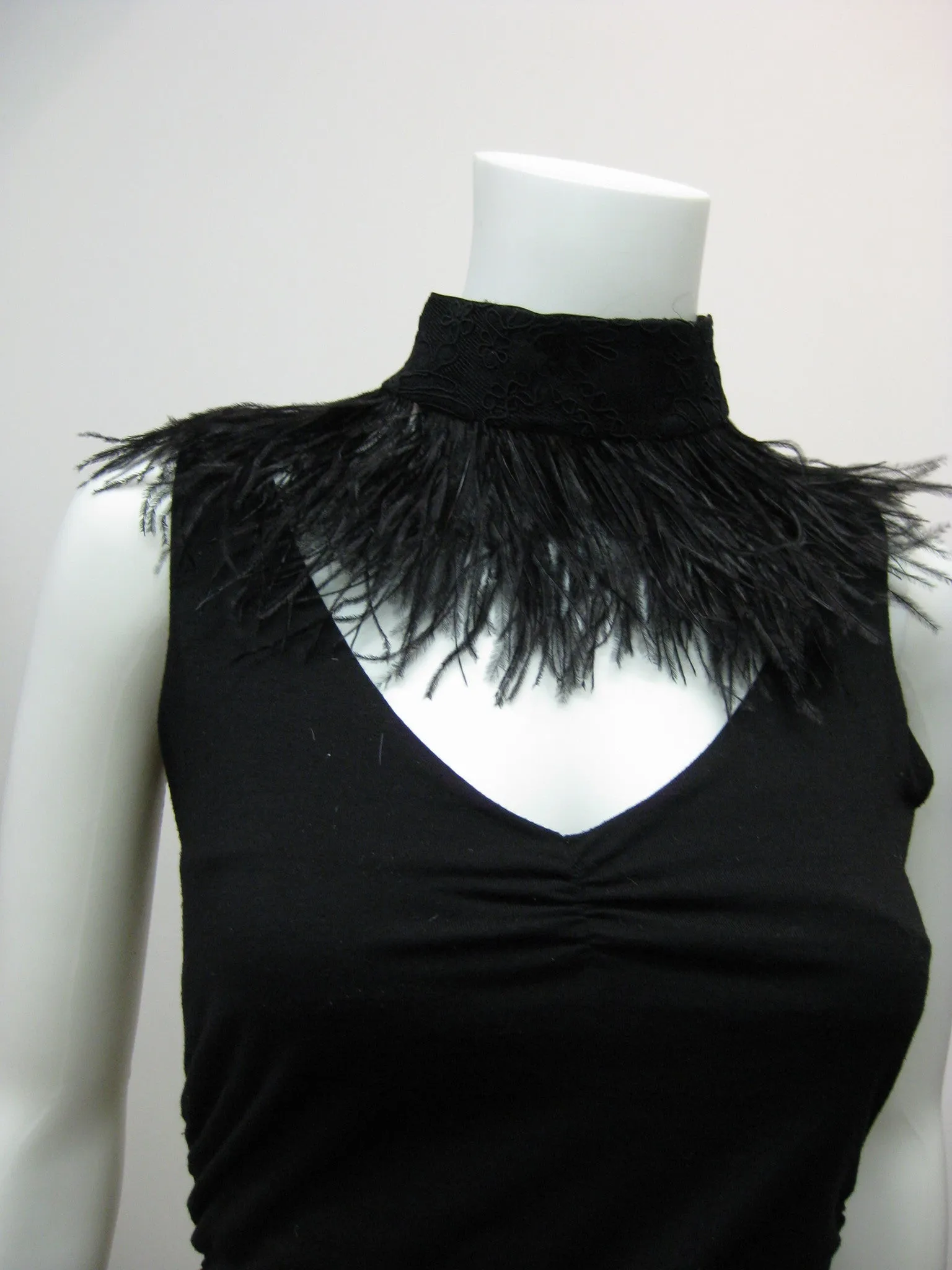 Lace Choker with Ostrich Feathers