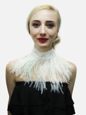 Lace Choker with Ostrich Feathers