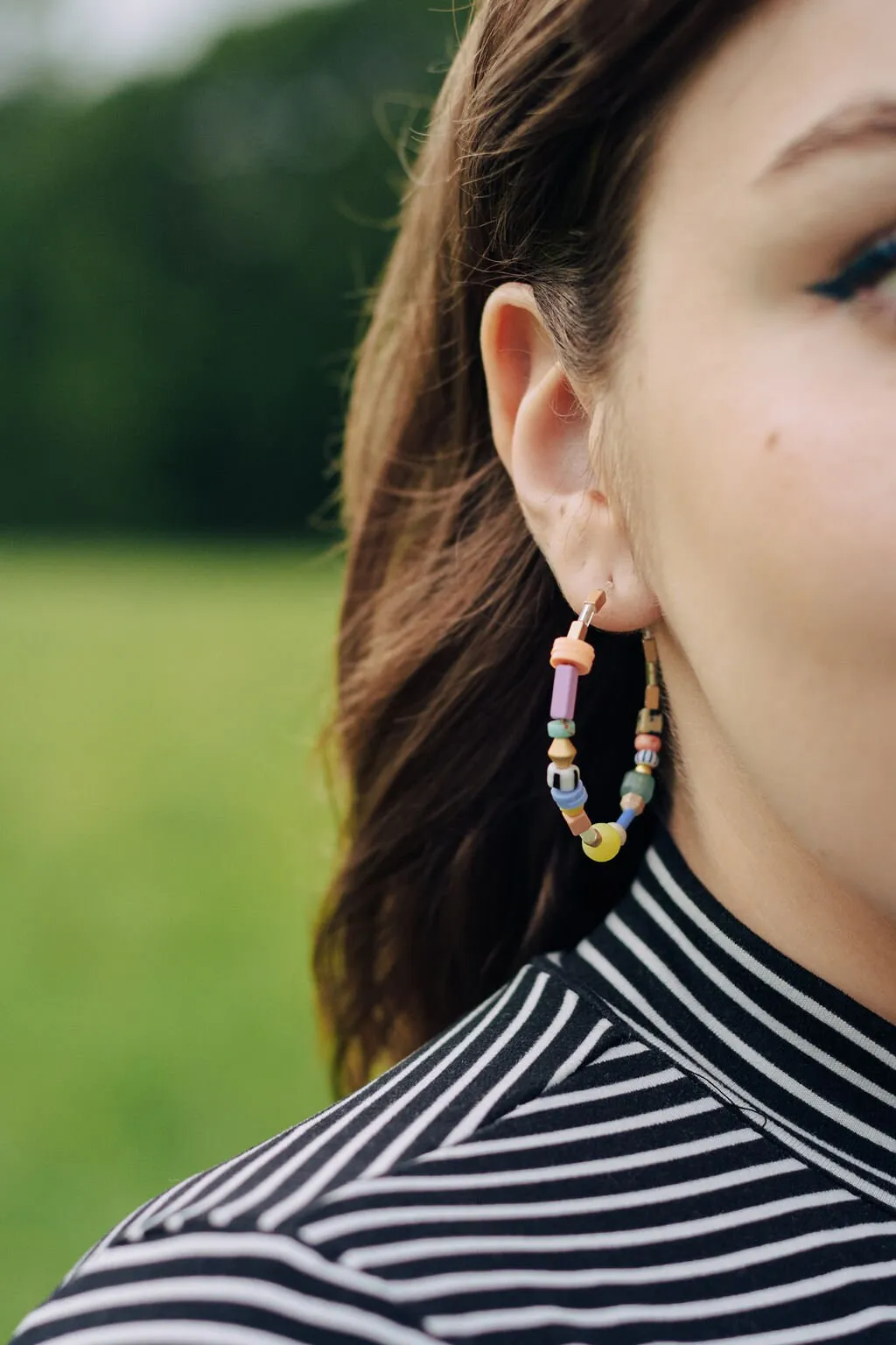 Large Beaded Hoops, Colorful earrings, gold hoops, statement earrings, bridesmaids gifts, gold filled hoops, large beaded hoops,