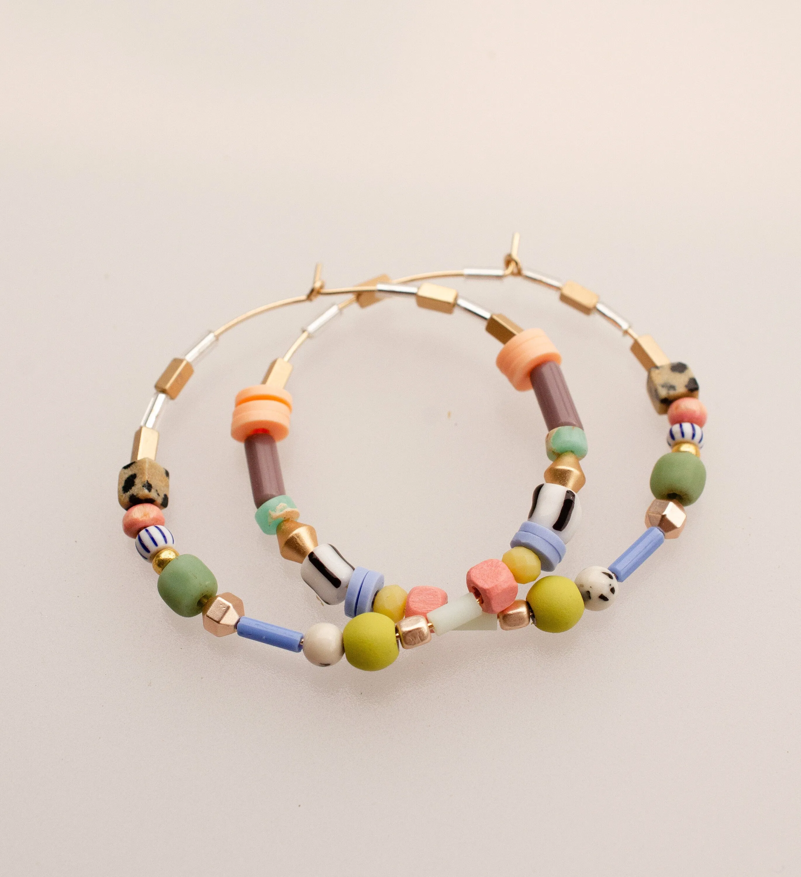 Large Beaded Hoops, Colorful earrings, gold hoops, statement earrings, bridesmaids gifts, gold filled hoops, large beaded hoops,