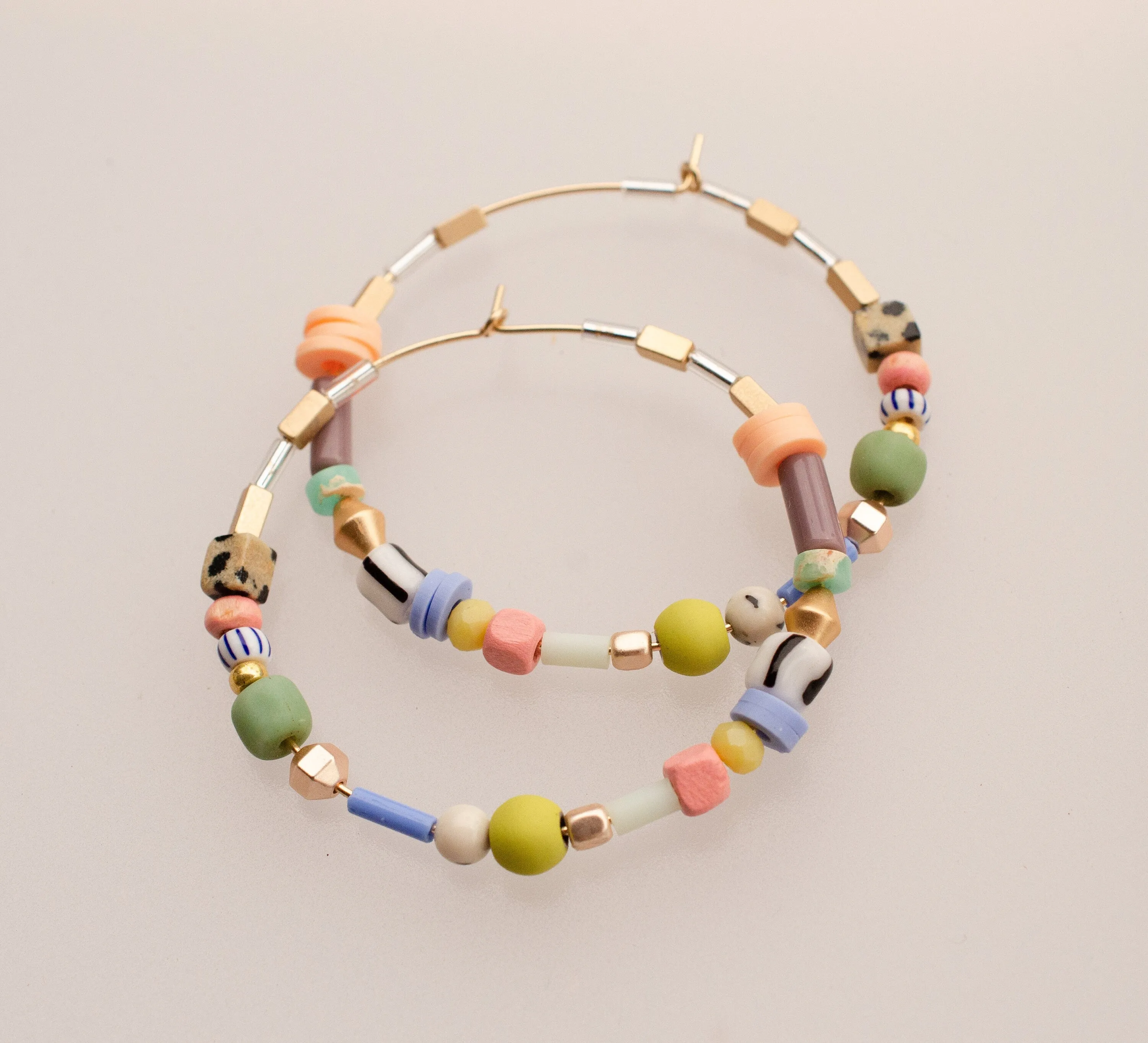 Large Beaded Hoops, Colorful earrings, gold hoops, statement earrings, bridesmaids gifts, gold filled hoops, large beaded hoops,