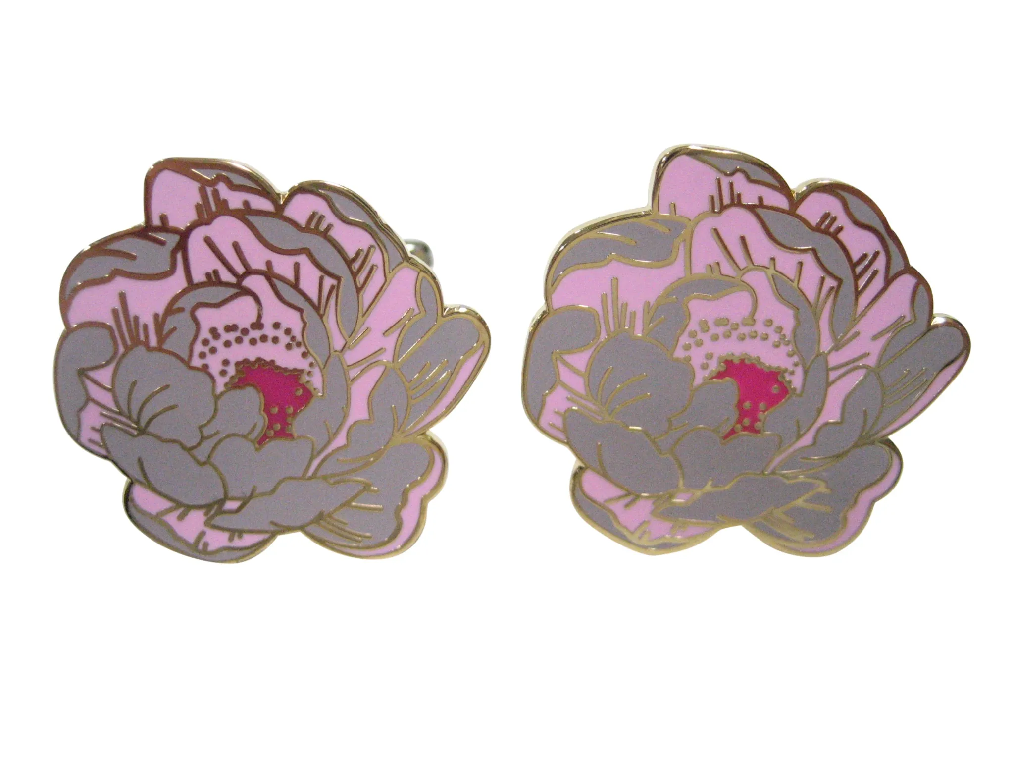Large Colorful Peony Flower Cufflinks