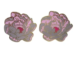 Large Colorful Peony Flower Cufflinks