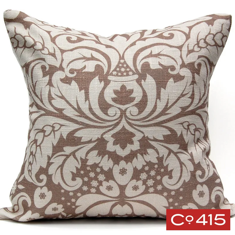 Large Damask Pillow - Chocolate