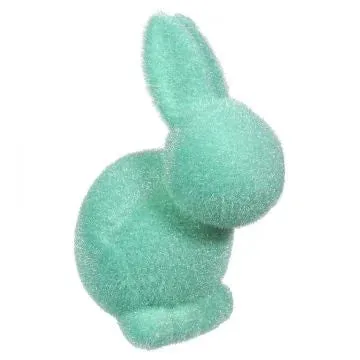 Large Flocked Pastel Seated Bunny