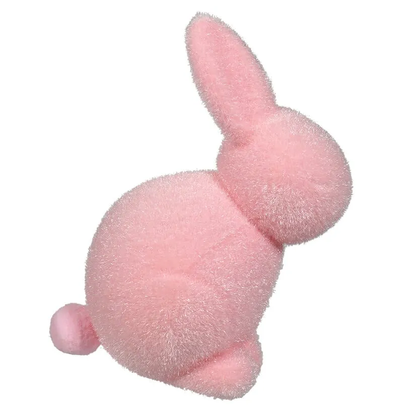 Large Flocked Pastel Seated Bunny