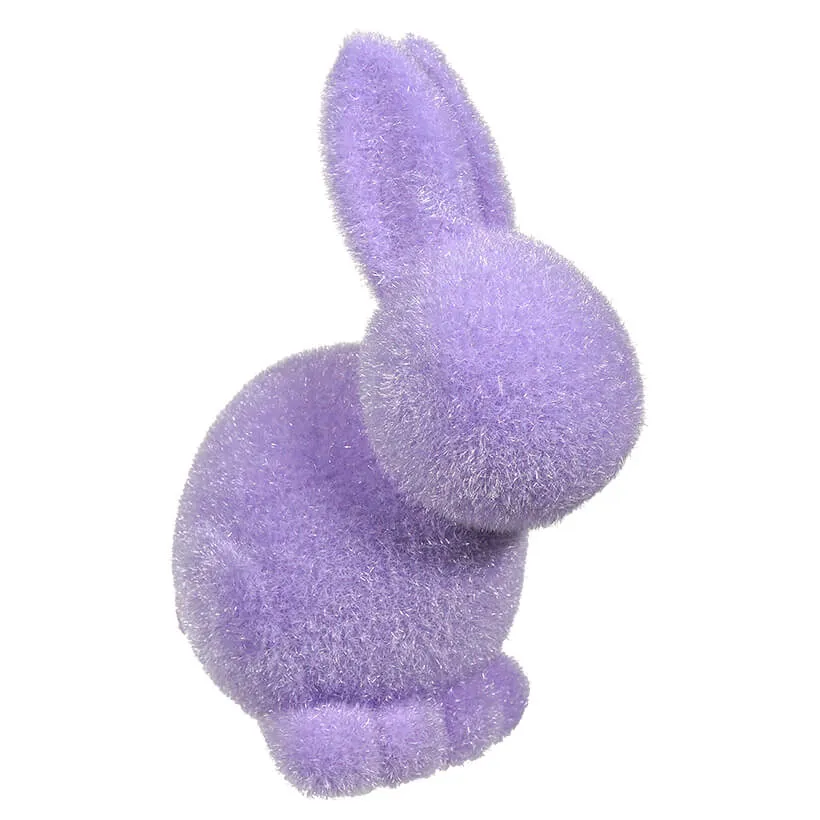 Large Flocked Pastel Seated Bunny