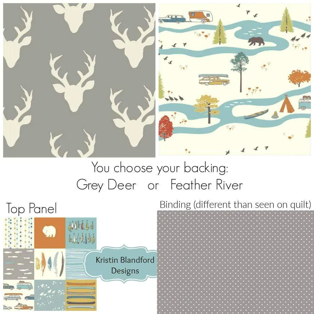 LAST ONES Feather River Quilt Kit, Panel Cheater Top Wholecloth, Woodland Patchwork