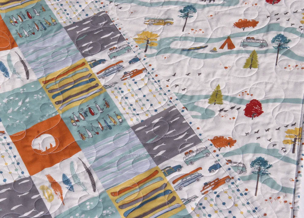 LAST ONES Feather River Quilt Kit, Panel Cheater Top Wholecloth, Woodland Patchwork