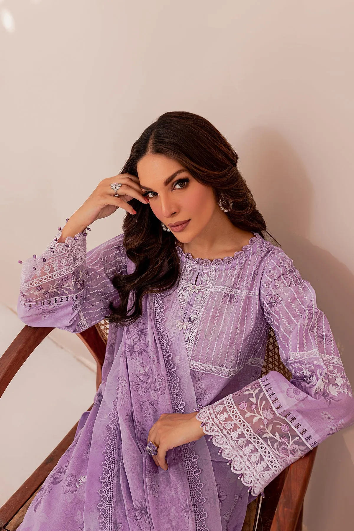 Lavender Ray | Farasha Mehak Festive Lawn SS 23 | Unstitched Embroidered Collection