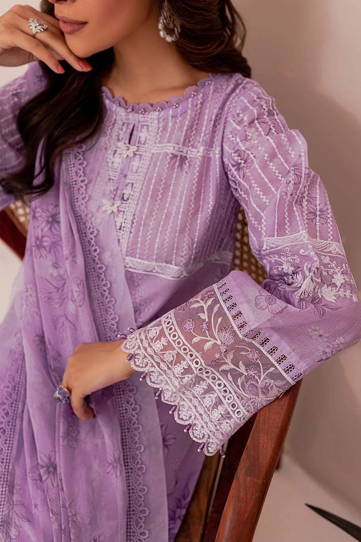 Lavender Ray | Farasha Mehak Festive Lawn SS 23 | Unstitched Embroidered Collection