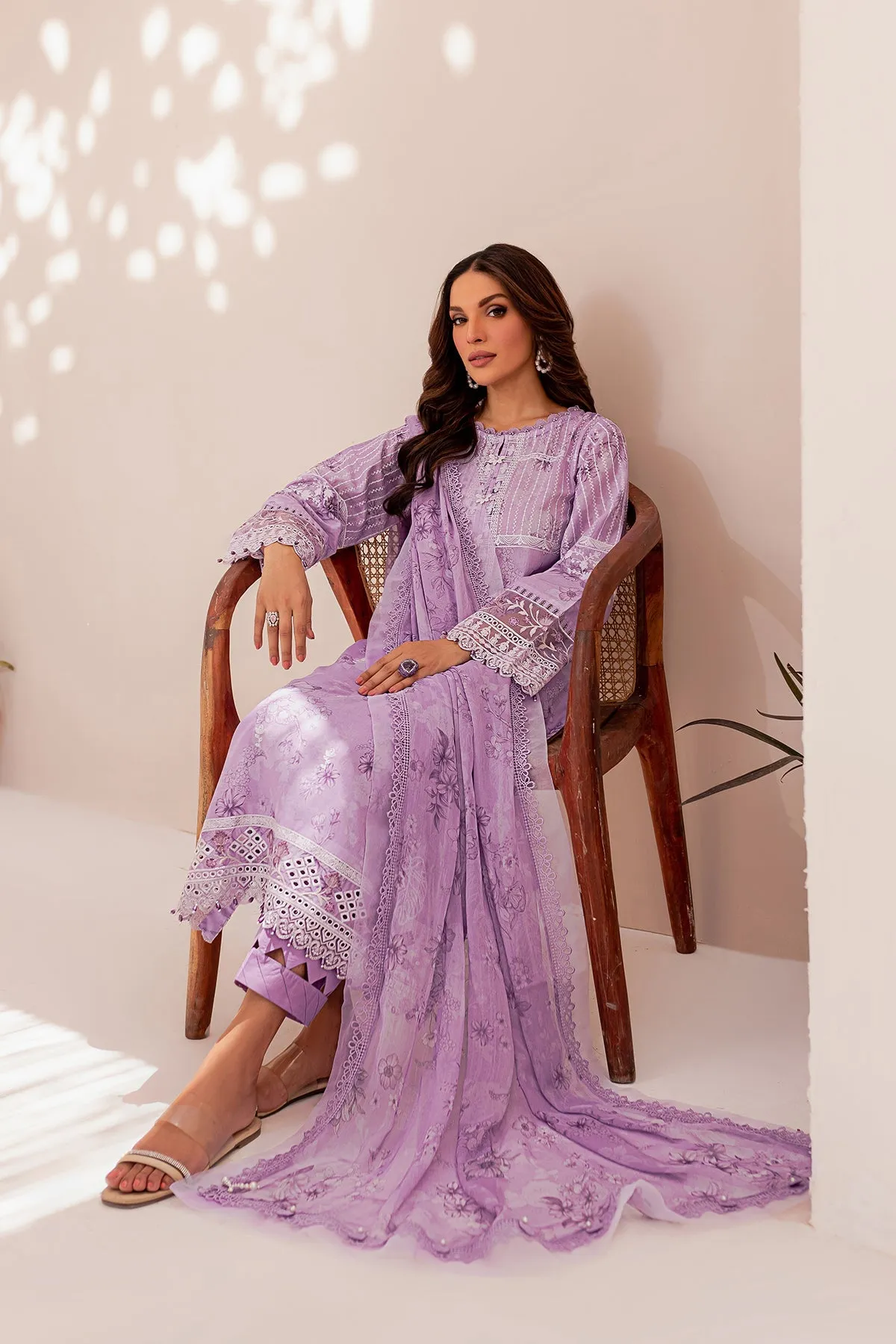Lavender Ray | Farasha Mehak Festive Lawn SS 23 | Unstitched Embroidered Collection