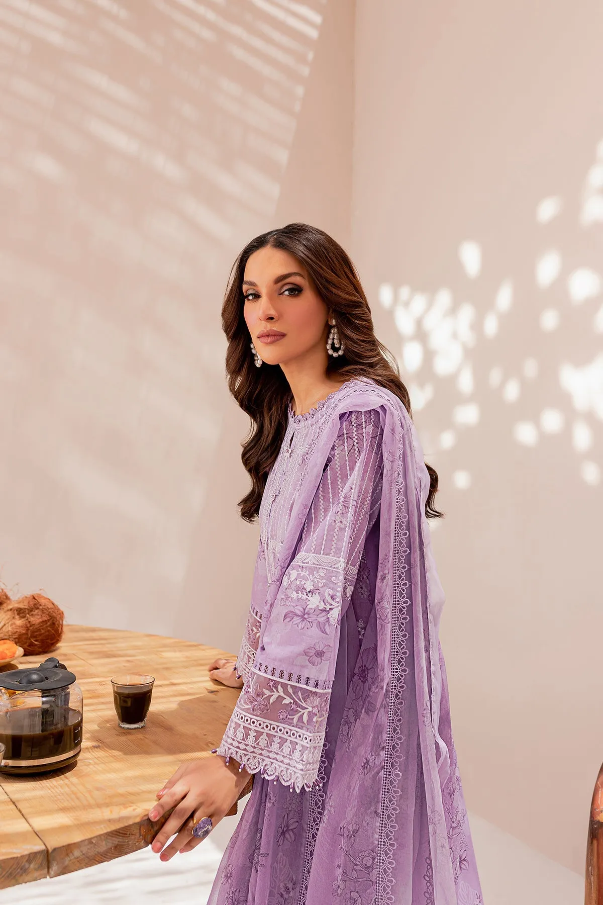 Lavender Ray | Farasha Mehak Festive Lawn SS 23 | Unstitched Embroidered Collection