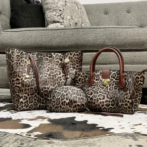 Leopard 3 piece Handbag set