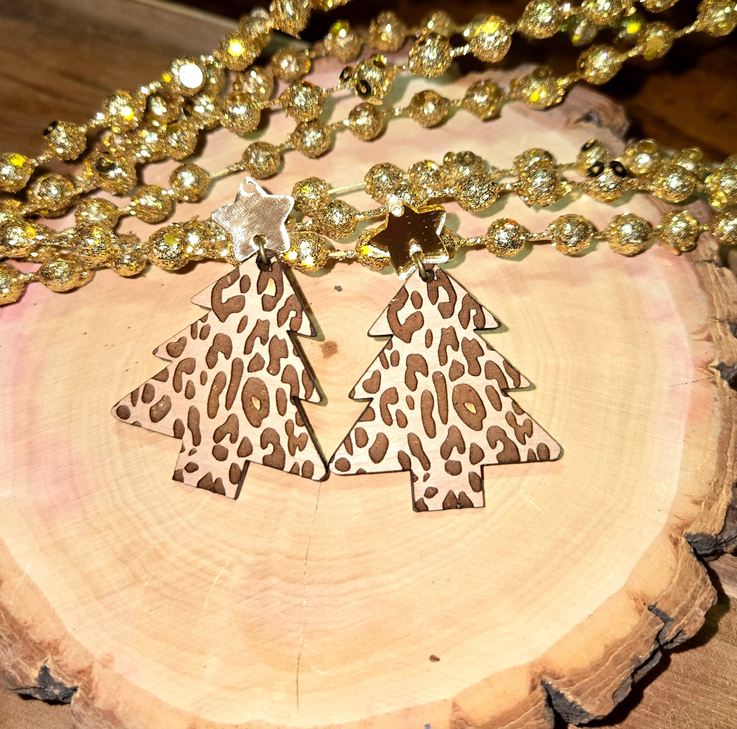 Leopard Christmas Tree Earrings