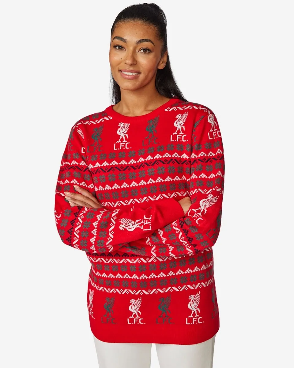 LFC Adult Fairisle Christmas Jumper Red