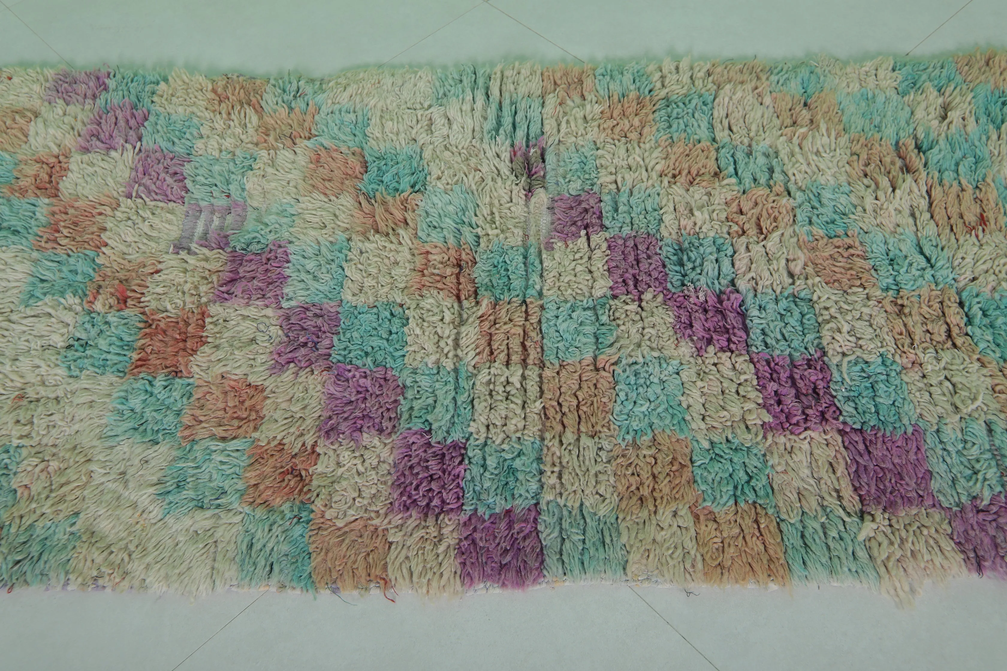 Long Colorful Moroccan rug shag 2.7 X 7.5 Feet
