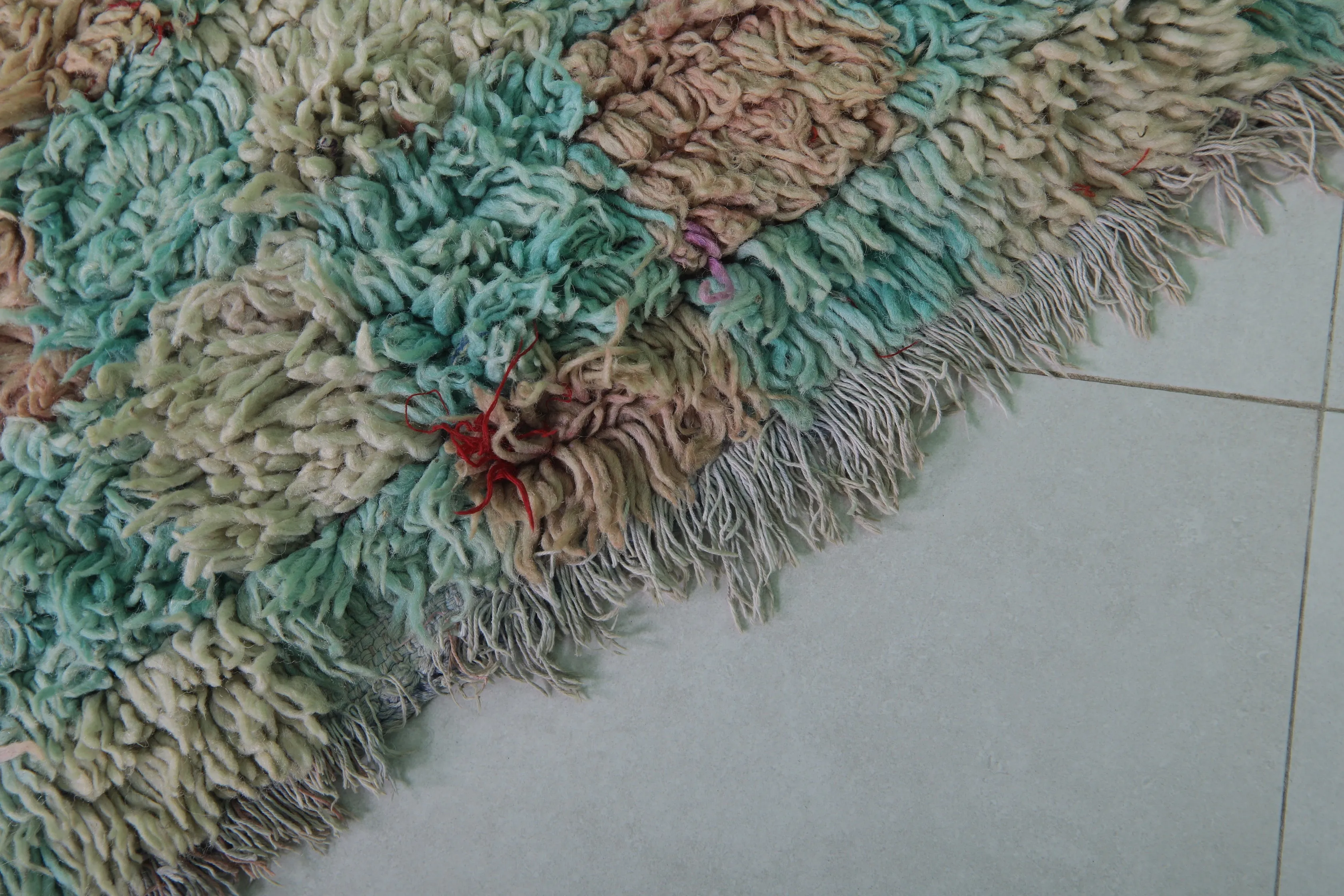 Long Colorful Moroccan rug shag 2.7 X 7.5 Feet