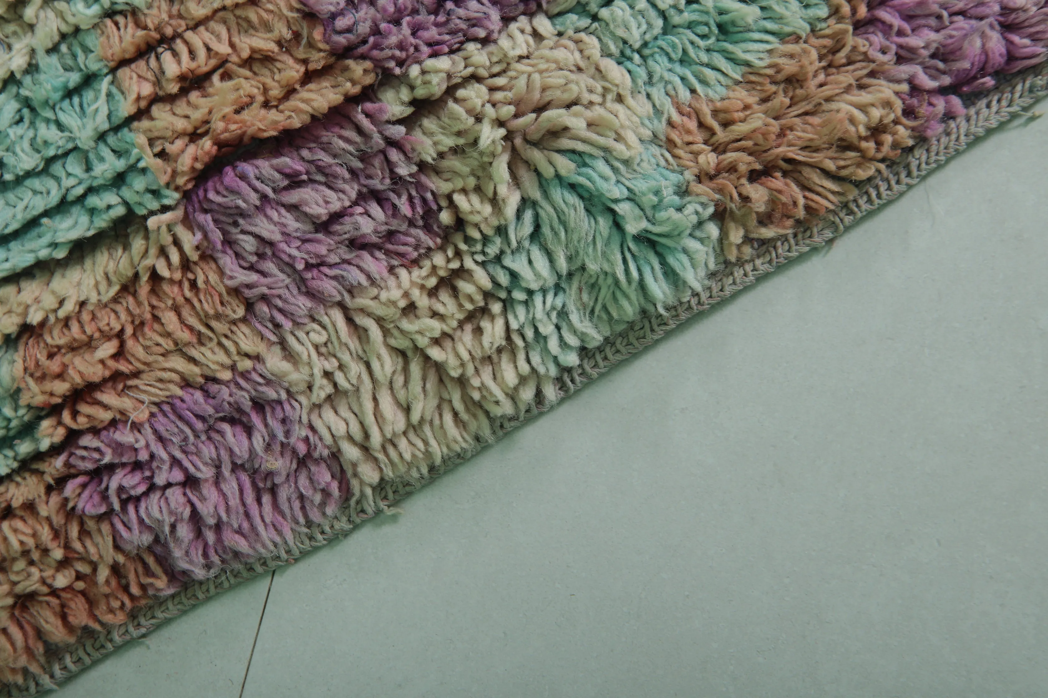 Long Colorful Moroccan rug shag 2.7 X 7.5 Feet