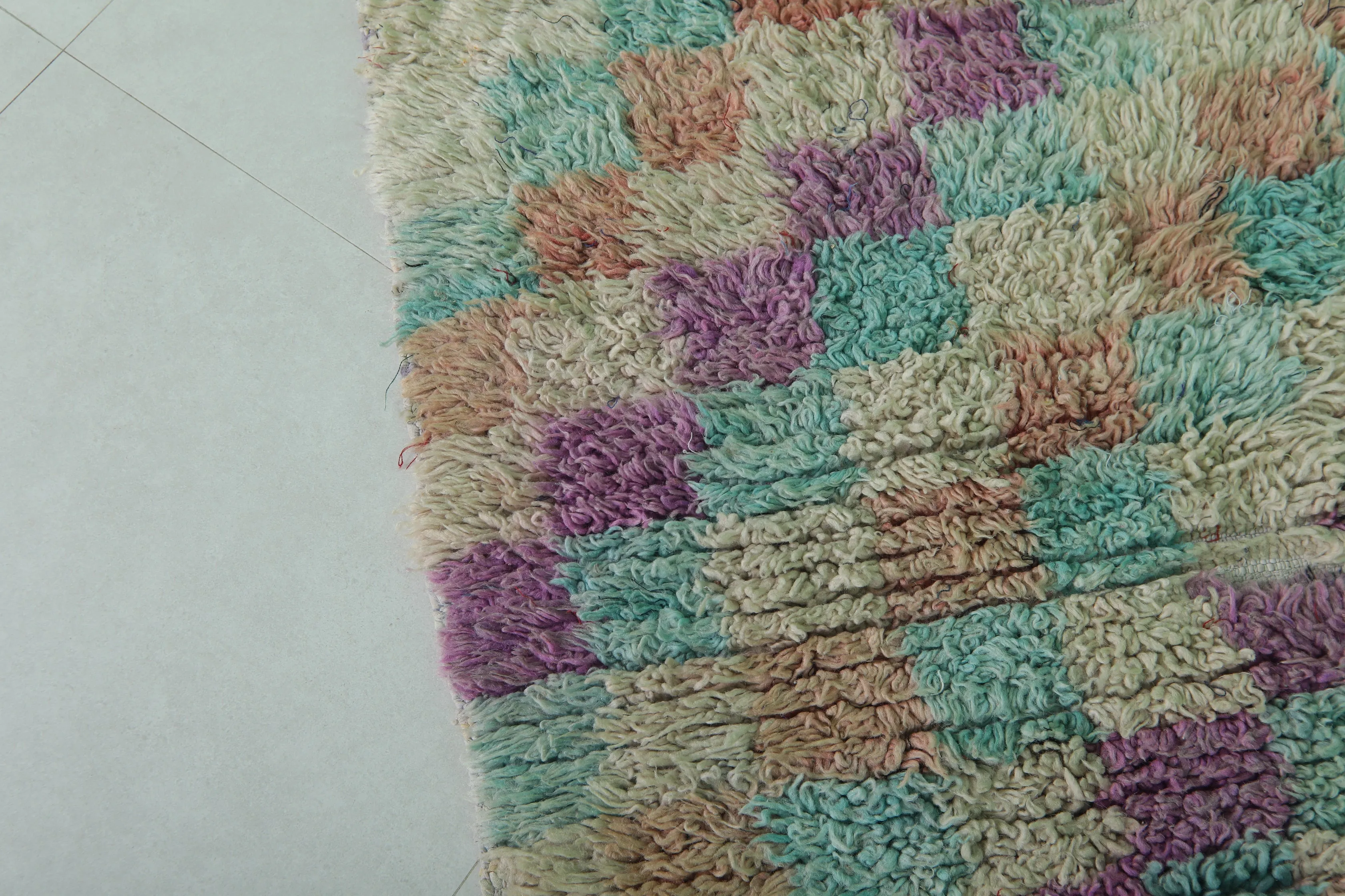 Long Colorful Moroccan rug shag 2.7 X 7.5 Feet