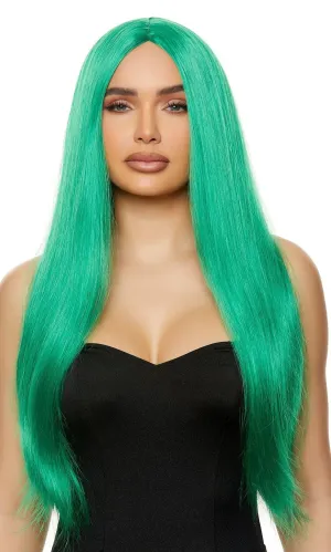 Long Straight Wig Green