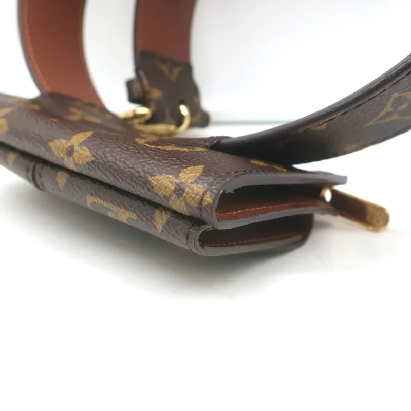 Louis Vuitton Ceinture Pochette Duo Belt Bag Brown Monogram Canvas Size 32 NEW