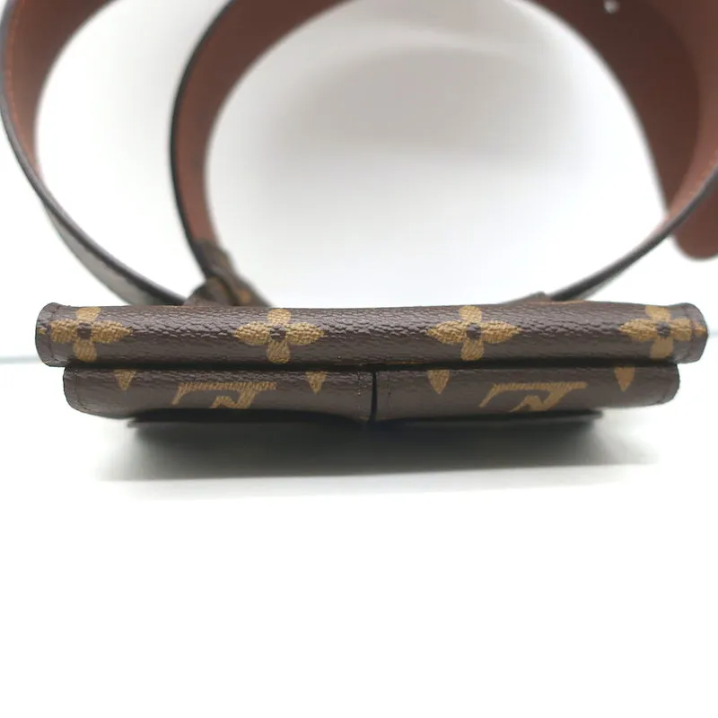 Louis Vuitton Ceinture Pochette Duo Belt Bag Brown Monogram Canvas Size 32 NEW
