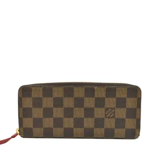 LOUIS VUITTON Clemence Damier Ebene Zippy Wallet Brown